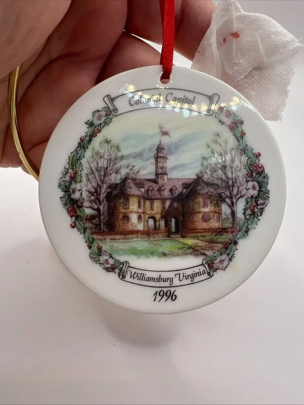 Barlow Custom Williamsburg Virginia Ornament Capitol 1996 Porcelain Hand Crafted